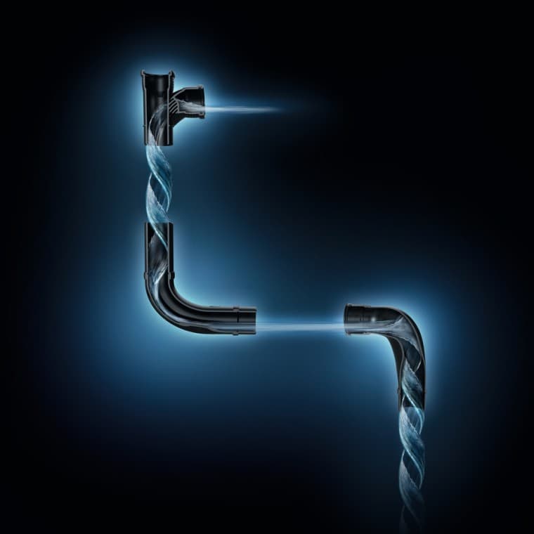 Hidraulički optimirano ispiranje s fazonskim komadima Geberit SuperTube. Hidraulički optimirano ispiranje s fazonskim komadima Geberit SuperTube.