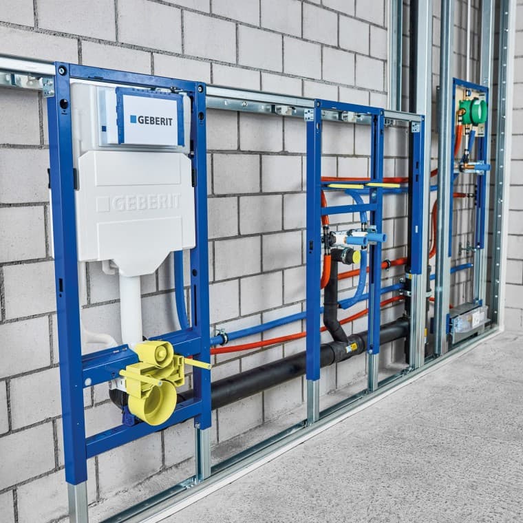 Duofix sistemski zid s elementom za WC školjku, elementom za umivaonik i elementom za tuš Duofix sistemski zid s elementom za WC školjku, elementom za umivaonik i elementom za tuš